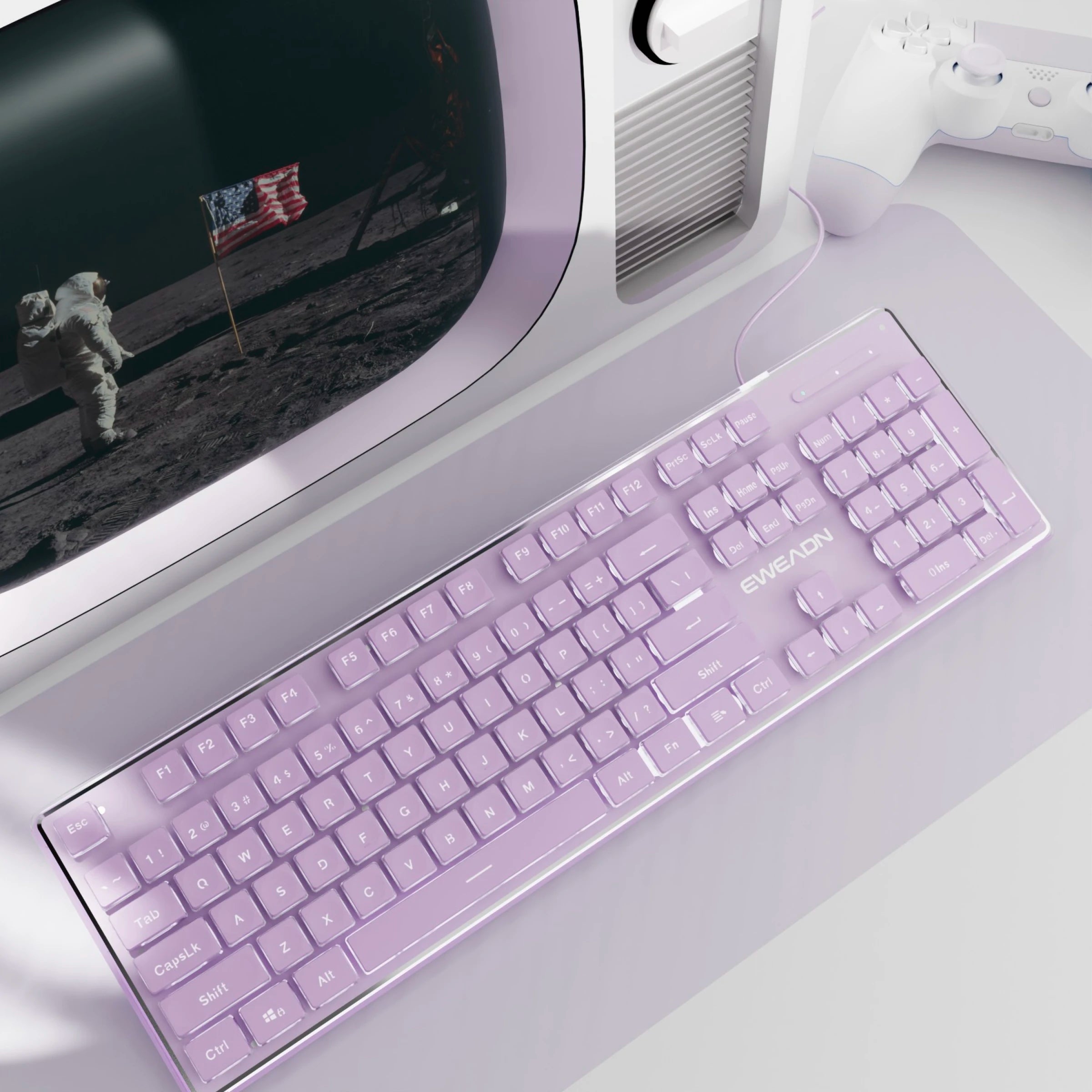 EWEADN V3 Wired Silent Office & Gaming Keyboard, Film Key Design, Ergonomic, for Windows/Laptop/PC/Desktop, E-sports Accessory